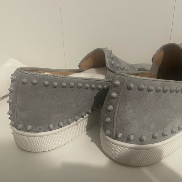 Christian Louboutin Grey Suede Spike Sneakers - Picture 5 of 5
